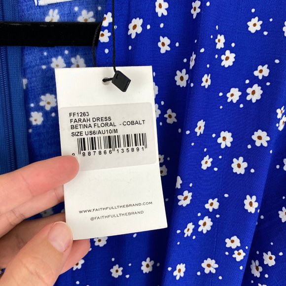 Faithfull The Brand Farah Dress Cobalt Betina NEW - Picture 5 of 8